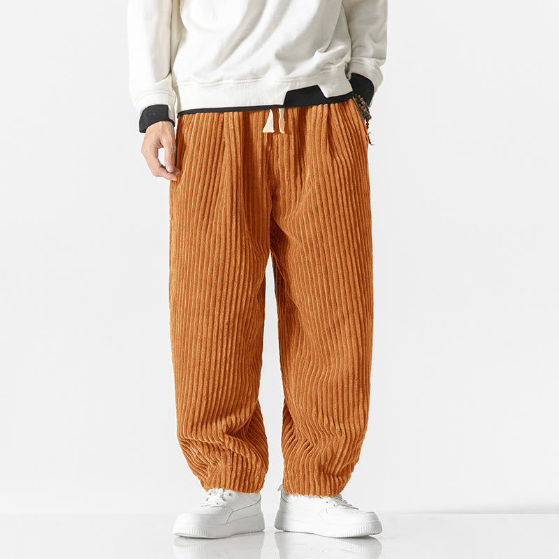 Buddha Stones Retro winterse corduroy harembroek voor heren met Zakken , effen kleur. - Oranje - US/UK/AU50, EU60 (5XL) - image 18