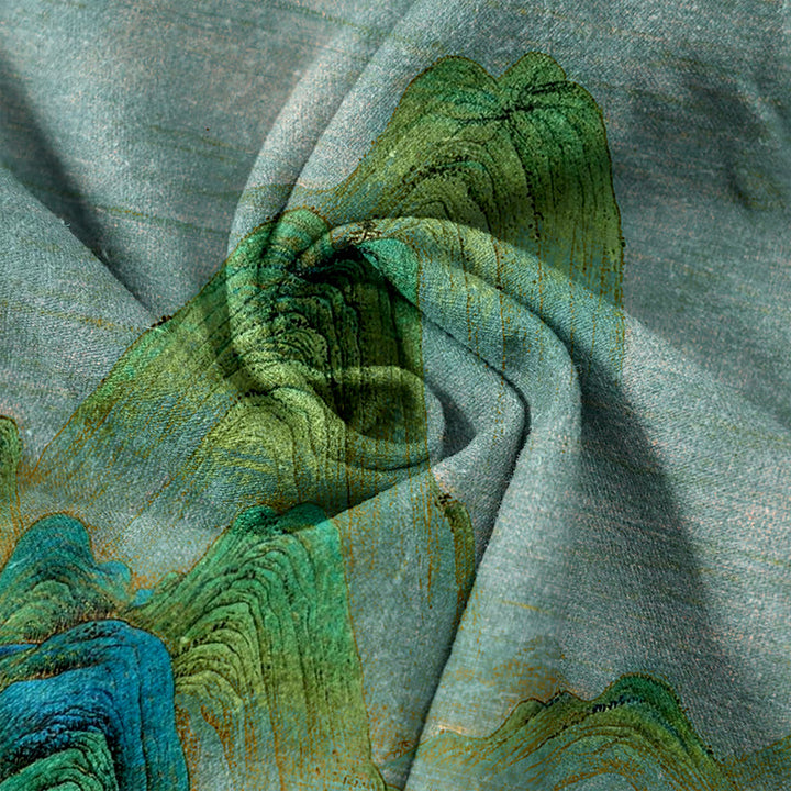 Buddha Stones Damesbroek van 100% Cotton met natuurlijke landschapsprint, elastische Taille en Zakken. - image 3