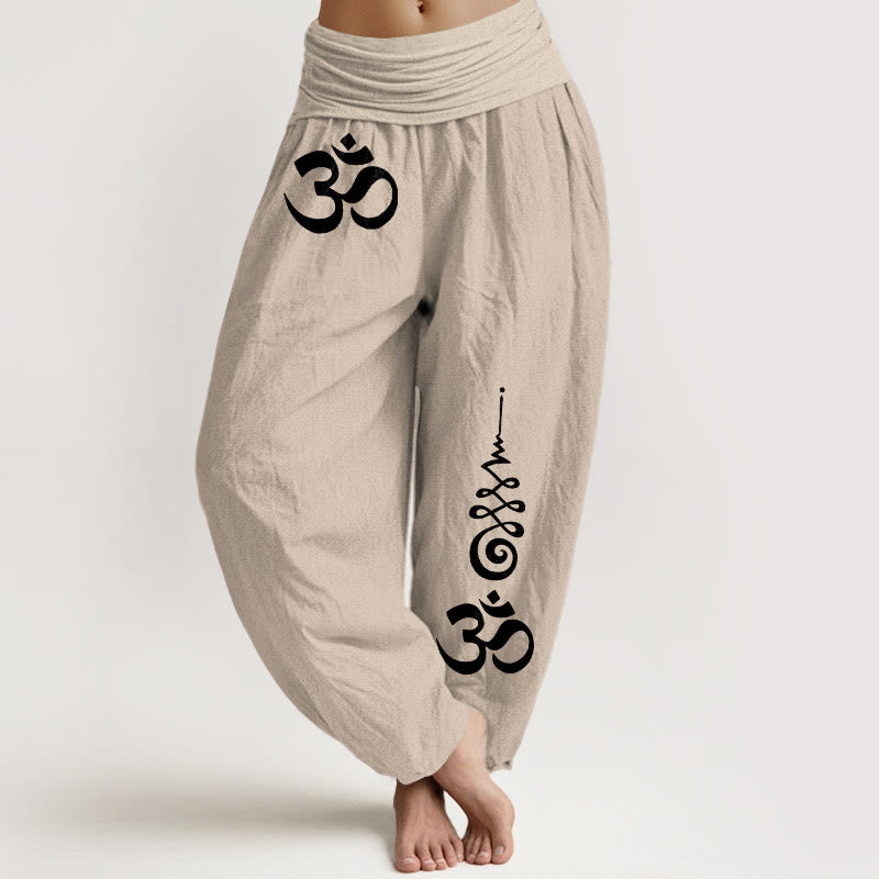Buddha Stones Katoenen Calm OM Energy Lines patroon dames harembroek met elastische Taille - Bruinen - US16, UK/AU20, EU48 (3XL) - image 11