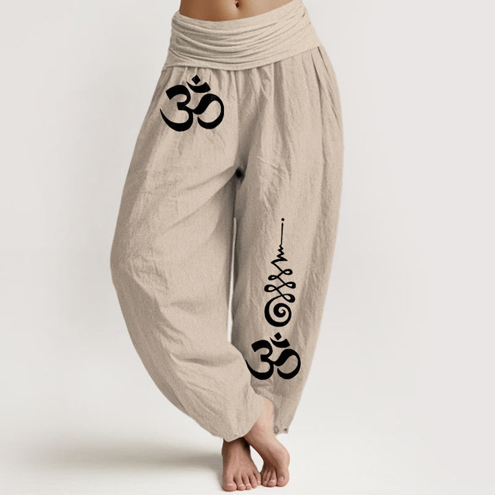 Buddha Stones Katoenen Calm OM Energy Lines patroon dames harembroek met elastische Taille - Bruinen - US16, UK/AU20, EU48 (3XL) - image 11