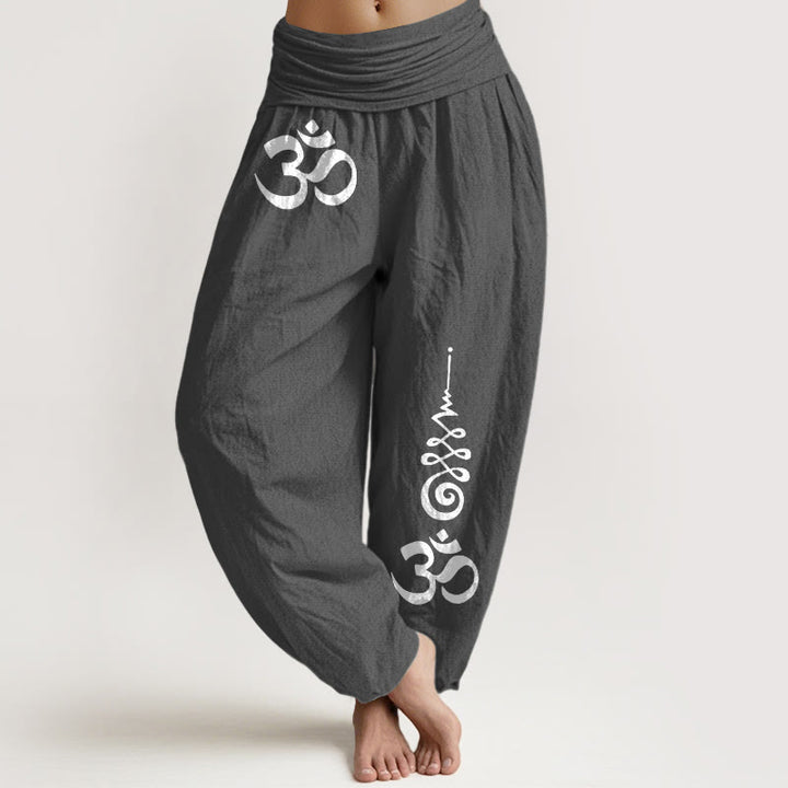 Buddha Stones Katoenen Calm OM Energy Lines patroon dames harembroek met elastische Taille - Donkergrijs - US16, UK/AU20, EU48 (3XL) - image 8