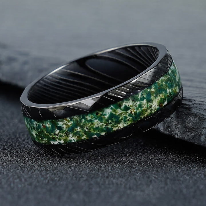 Buddha Stones Facetgeslepen Ring met natuurlijke inleg van titaniumstaal. - image 2