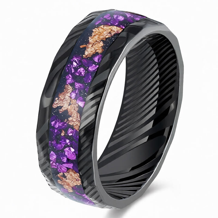 Buddha Stones Facetgeslepen Ring met natuurlijke inleg van titaniumstaal. - Donkerpaars - 21,4 mm - image 7