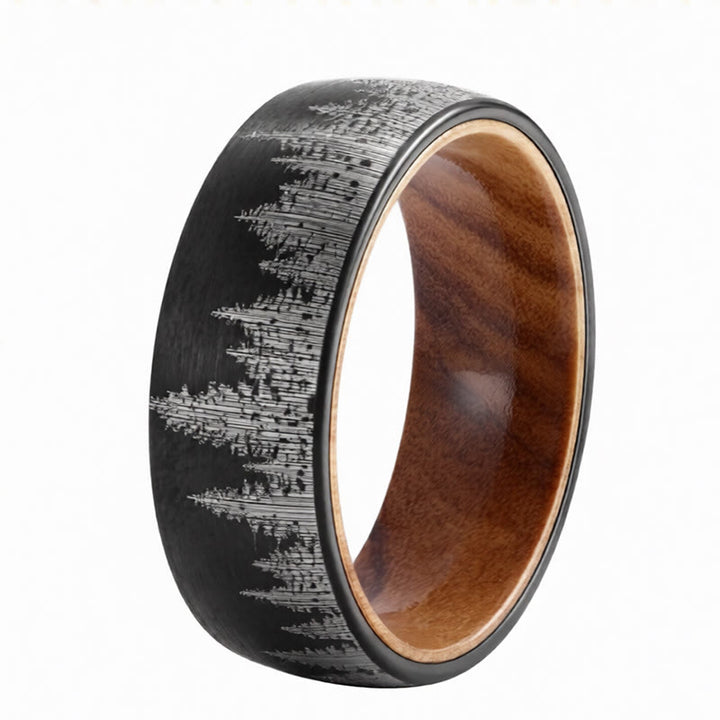 Buddha Stones Bospatroon houten wolfraam stalen sterkte Ring - image 3