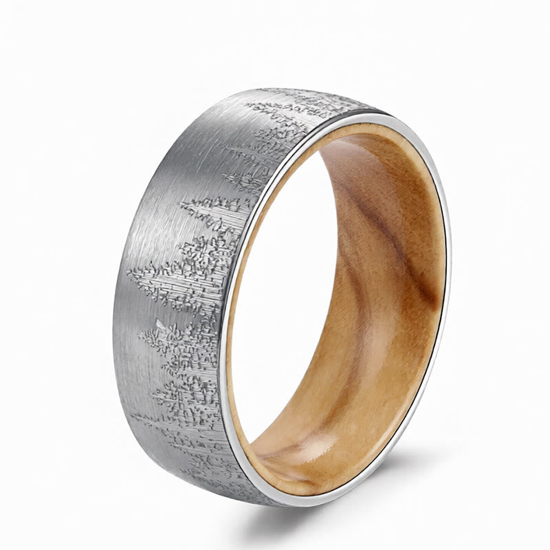 Buddha Stones Bospatroon houten wolfraam stalen sterkte Ring - Wit - 22,7 mm - image 4