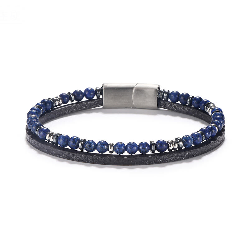 Buddha Stones Armband balansarmband met lapis lazuli en tijgeroog kralen - Lapis lazuli (Polsomtrek: 18-19 cm) - Ronde kralen Ronde tussenkralen - image 1