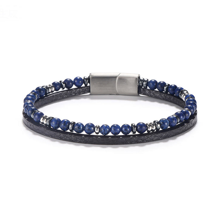 Buddha Stones Armband balansarmband met lapis lazuli en tijgeroog kralen - Lapis lazuli (Polsomtrek: 18-19 cm) - Ronde kralen Ronde tussenkralen - image 1