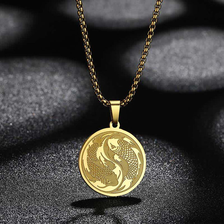 Buddha Stones Roestvrijstalen dubbele Koi-vis succes Ketting - image 1