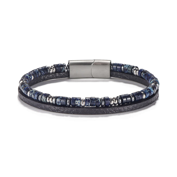 Buddha Stones Armband balansarmband met lapis lazuli en tijgeroog kralen - Lapis lazuli (Polsomtrek: 18-19 cm) - Rondelle kralen, ronde tussenkralen - image 3