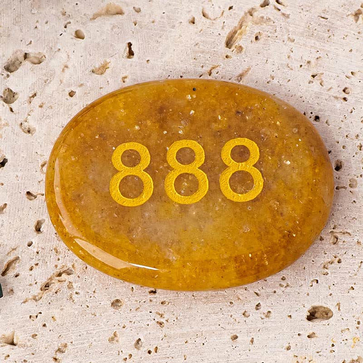 Buddha Stones Engelengetallen Witte Kristal Rode Jaspis Roze Kristal Groene Aventurijn Meditatie Palmsteen - Engelengetal 888 &amp; Topaas 4,5*3,5*0,7 cm - image 26