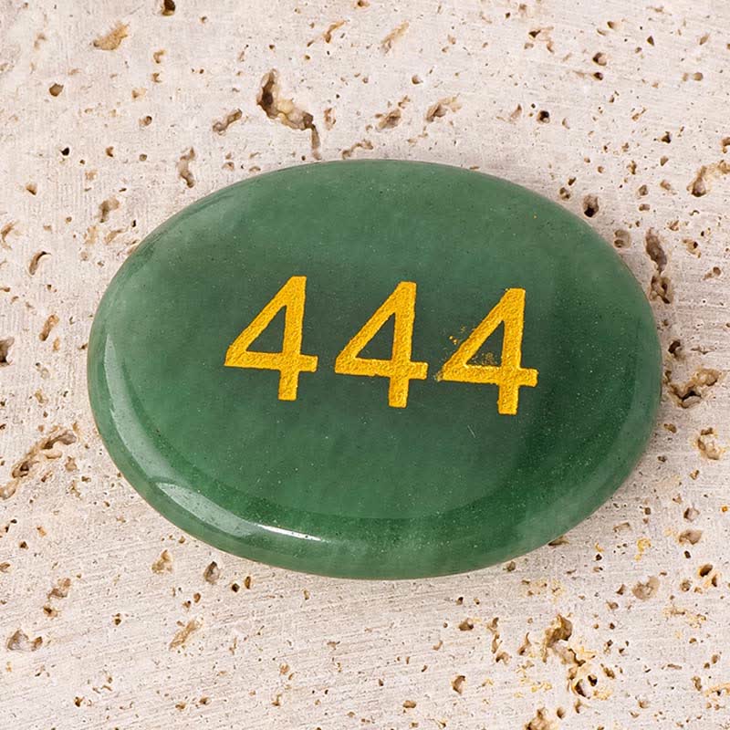 Buddha Stones Engelengetallen Witte Kristal Rode Jaspis Roze Kristal Groene Aventurijn Meditatie Palmsteen - Engelengetal 444 &amp; Groene Aventurijn 4,5*3,5*0,7 cm - image 14