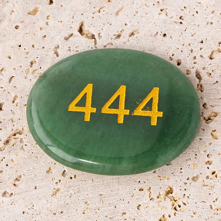 Buddha Stones Engelengetallen Witte Kristal Rode Jaspis Roze Kristal Groene Aventurijn Meditatie Palmsteen - Engelengetal 444 &amp; Groene Aventurijn 4,5*3,5*0,7 cm - image 14