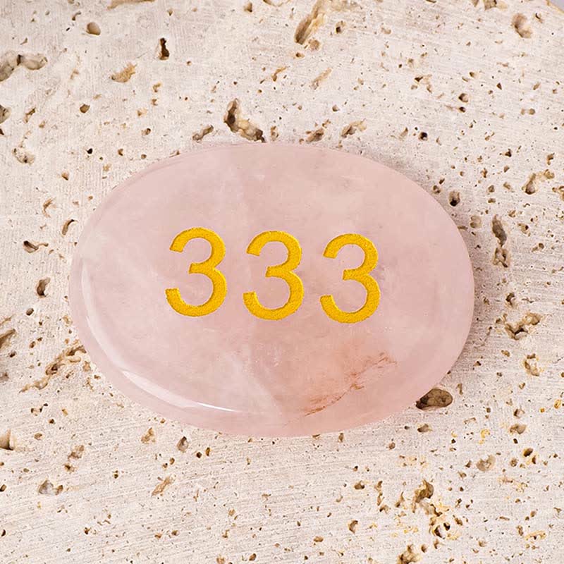 Buddha Stones Engelengetallen Witte Kristal Rode Jaspis Roze Kristal Groene Aventurijn Meditatie Palmsteen - Engelengetal 333 &amp; Roze Kristal 4,5*3,5*0,7 cm - image 11