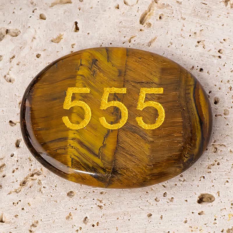 Buddha Stones Engelengetallen Witte Kristal Rode Jaspis Roze Kristal Groene Aventurijn Meditatie Palmsteen - 555 Engelengetal &amp; Tijgeroog 4,5*3,5*0,7 cm - image 17