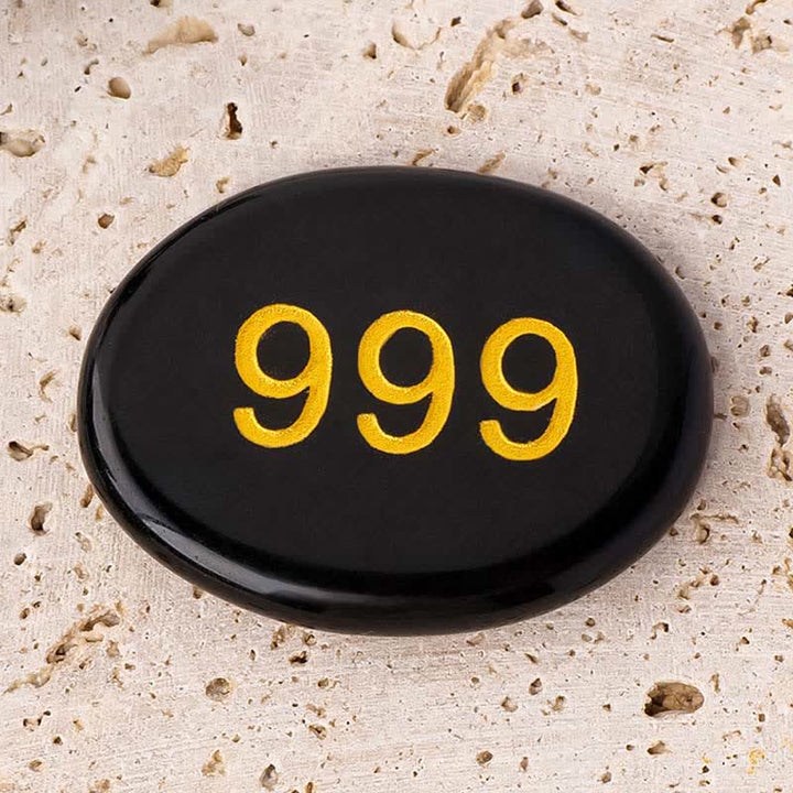 Buddha Stones Engelengetallen Witte Kristal Rode Jaspis Roze Kristal Groene Aventurijn Meditatie Palmsteen - Engelengetal 999 &amp; Zwarte Obsidiaan 4,5*3,5*0,7 cm - image 29