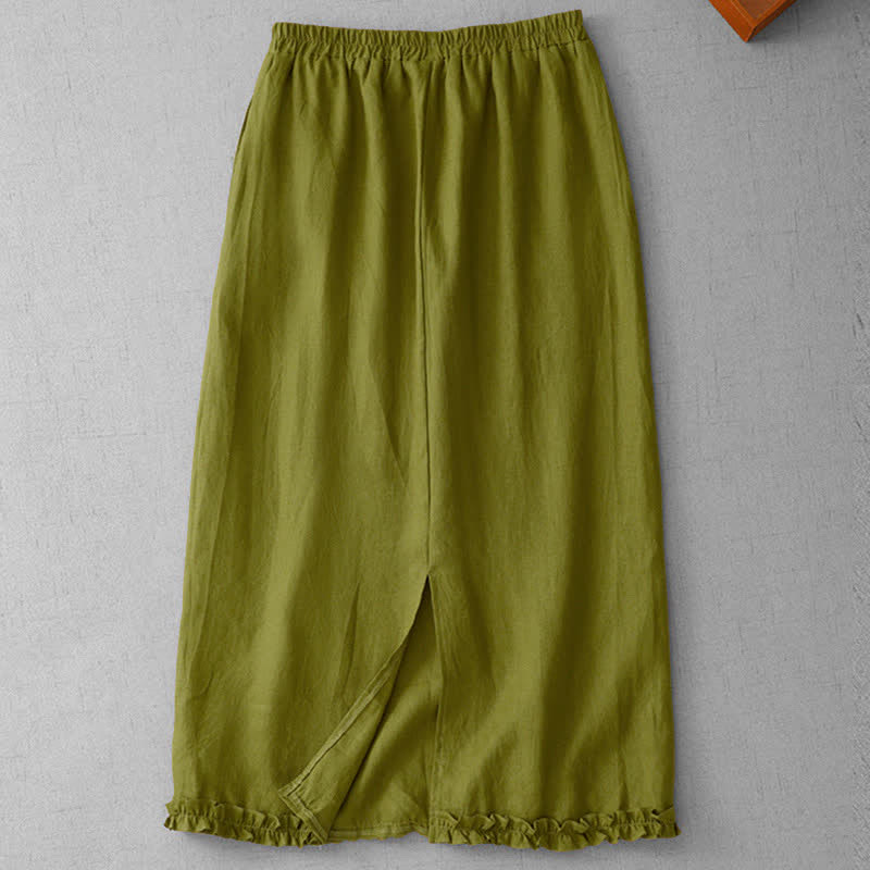 Buddha Stones Comute damesrok met elastische tailleband, geplooide zoom, capri- Lengte, gevoerd en met Zakken. - image 1