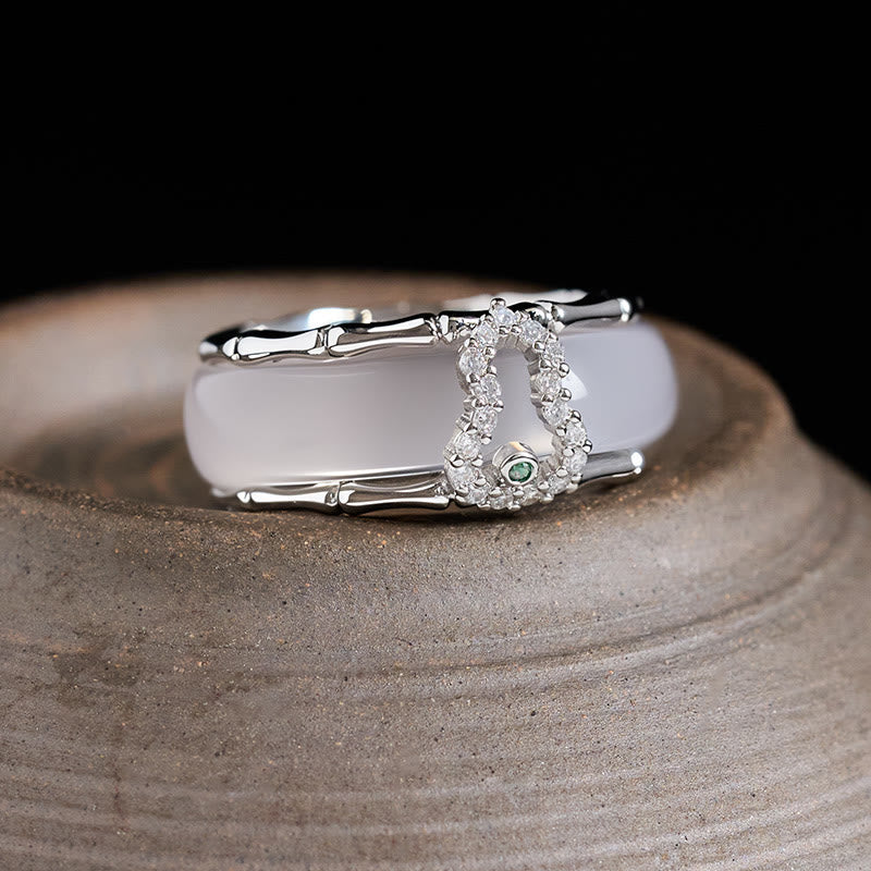 Buddha Stones Chalcedoon Pompoen Bloem Harmonie Ring - Patroon van een kalebas met chalcedoonmotief (Binnendiameter van de Ring : 17 mm) - image 6