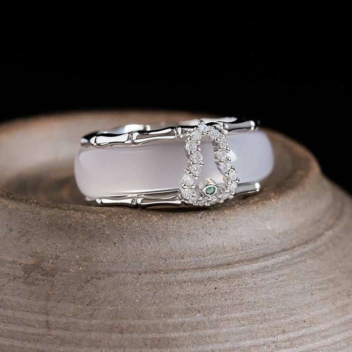 Buddha Stones Chalcedoon Pompoen Bloem Harmonie Ring - Patroon van een kalebas met chalcedoonmotief (Binnendiameter van de Ring : 17 mm) - image 6