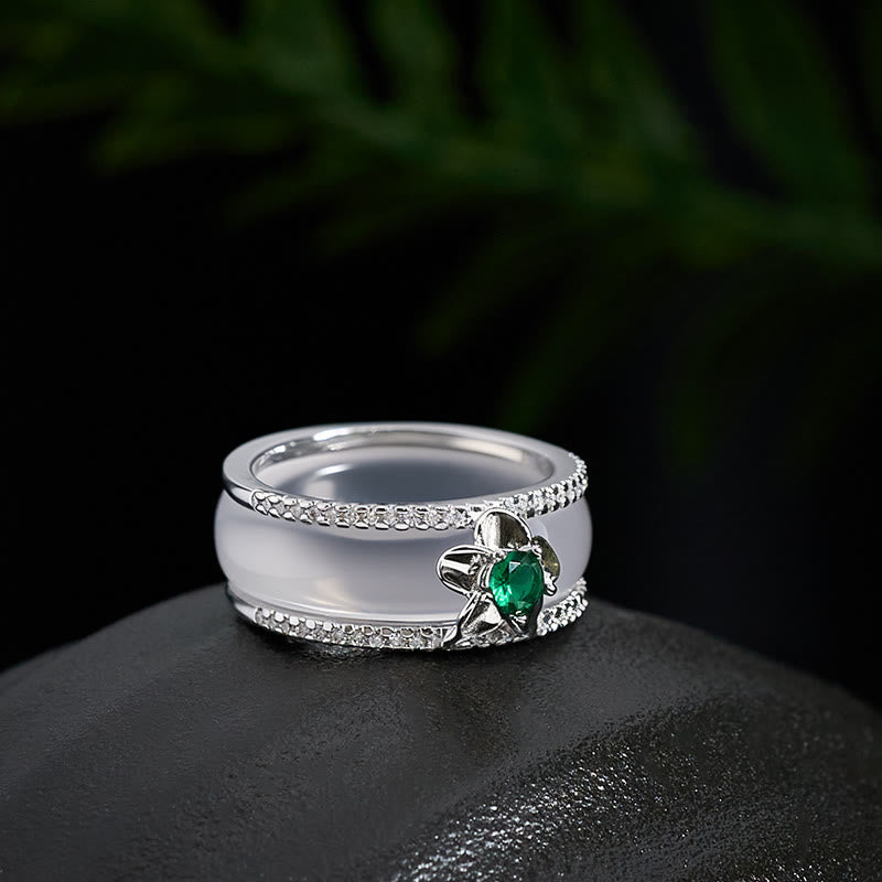 Buddha Stones Chalcedoon Pompoen Bloem Harmonie Ring - image 1