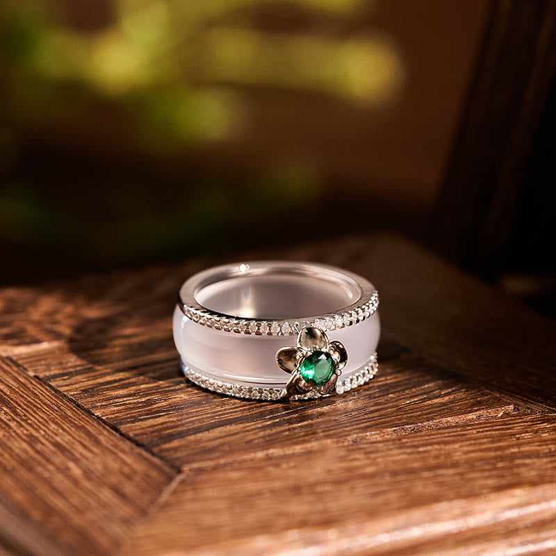 Buddha Stones Chalcedoon Pompoen Bloem Harmonie Ring - image 3