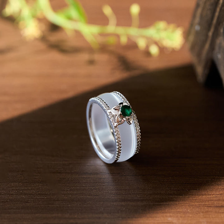 Buddha Stones Chalcedoon Pompoen Bloem Harmonie Ring - image 2