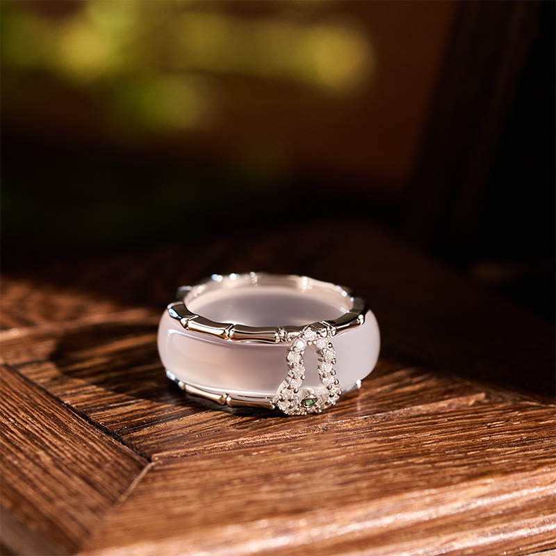 Buddha Stones Chalcedoon Pompoen Bloem Harmonie Ring - image 9