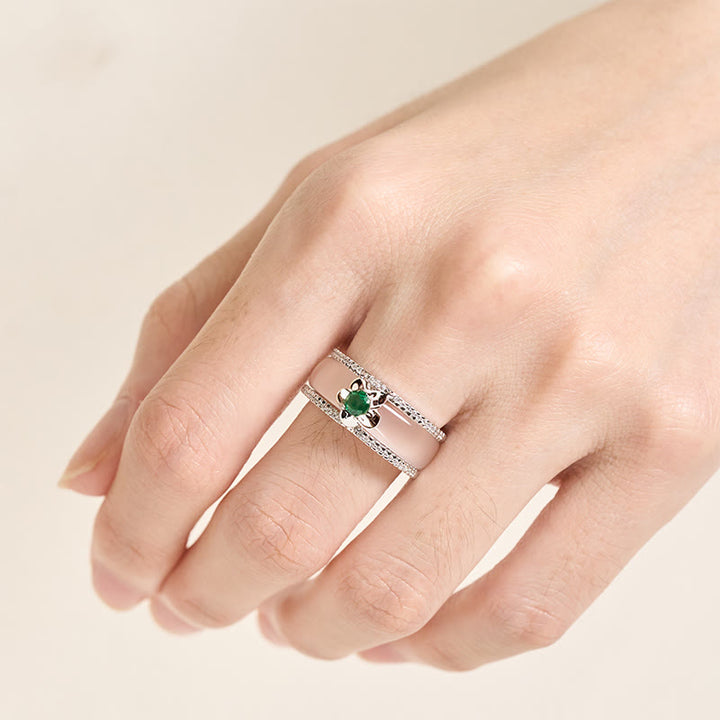 Buddha Stones Chalcedoon Pompoen Bloem Harmonie Ring - image 4