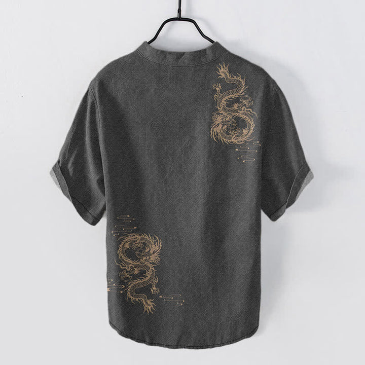 Buddha Stones Cotton Dragon herenoverhemd met Korte mouw en halve knoopsluiting - image 1