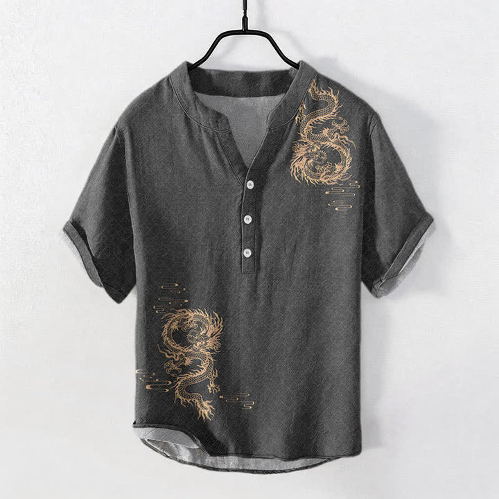 Buddha Stones Cotton Dragon herenoverhemd met Korte mouw en halve knoopsluiting - image 0
