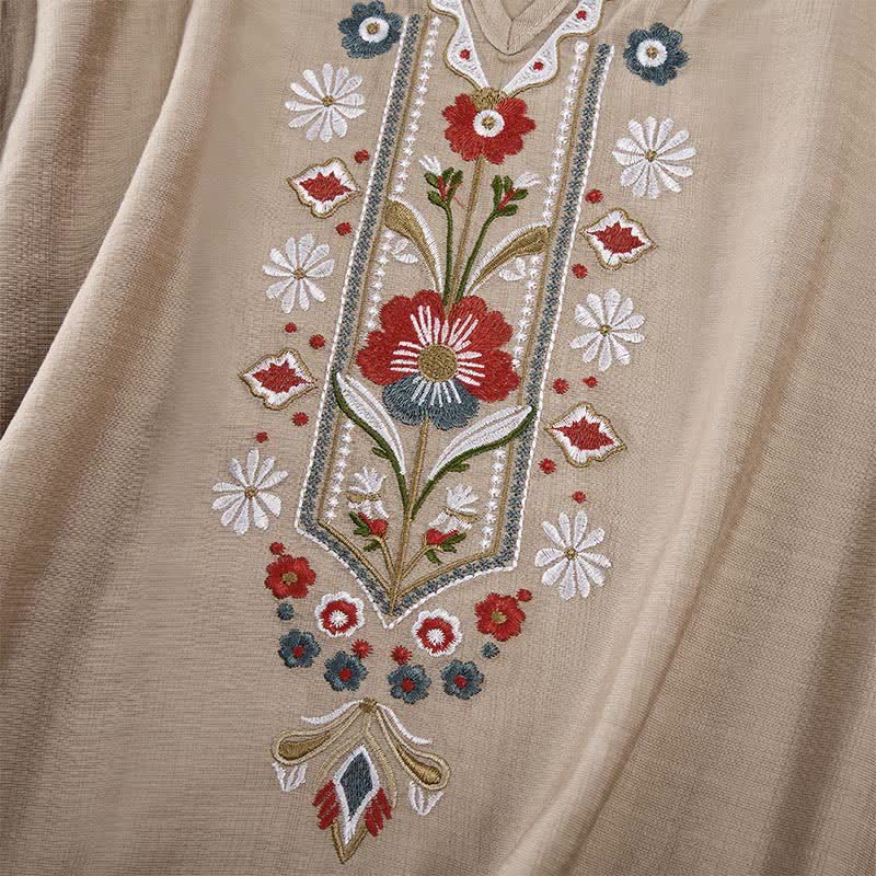 Buddha Stones Lente Boho Geborduurde T-shirts met Mouw tot de elleboog voor dames - image 22
