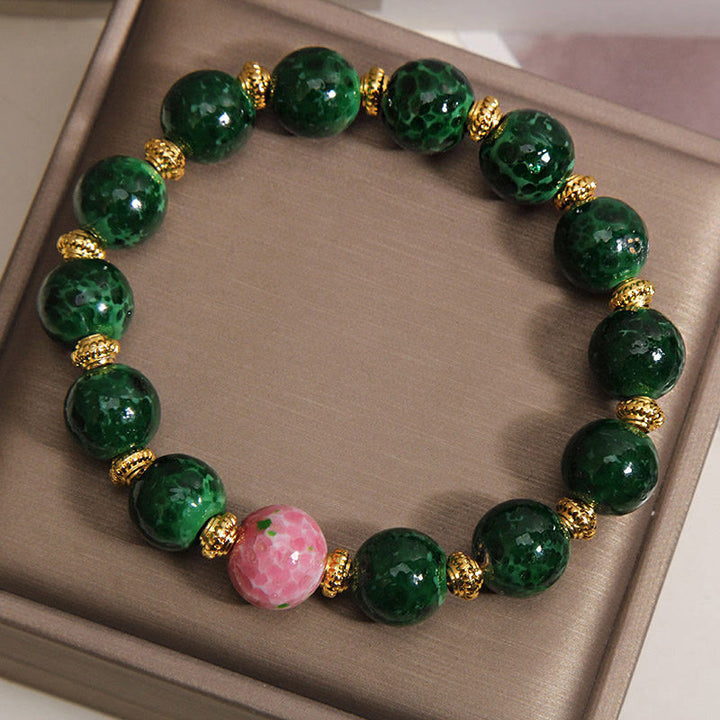 Buddha Stones Groene Liuli glazen Armband met zegeningen - image 4