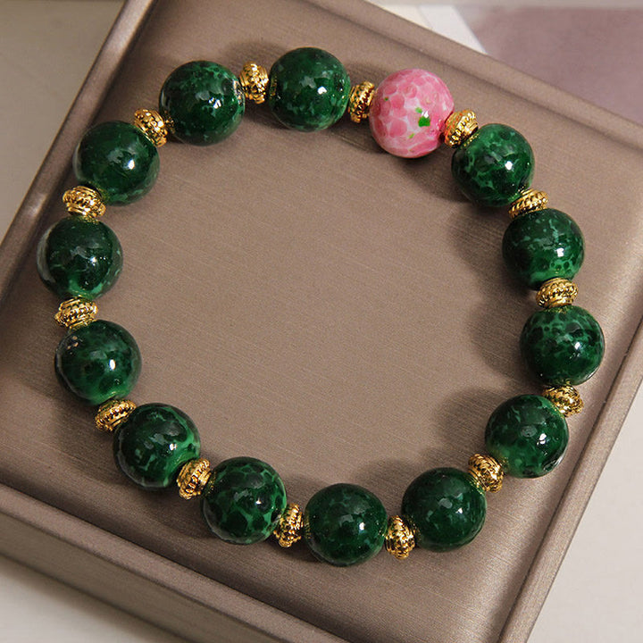 Buddha Stones Groene Liuli glazen Armband met zegeningen - image 7
