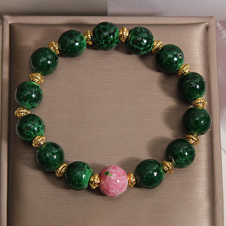 Buddha Stones Groene Liuli glazen Armband met zegeningen - image 6