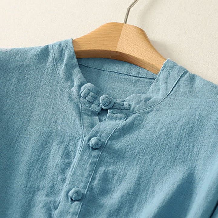 Buddha Stones Zomerse katoenen damesblouse met Korte mouw . - image 1