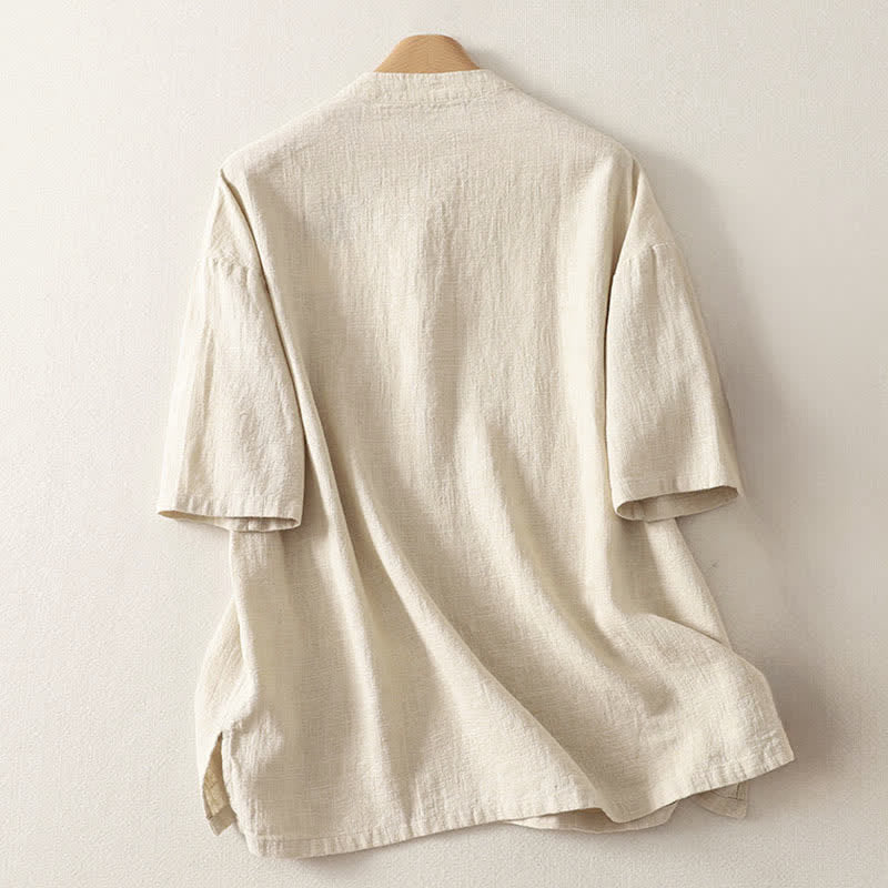 Buddha Stones Zomerse katoenen damesblouse met Korte mouw . - image 6