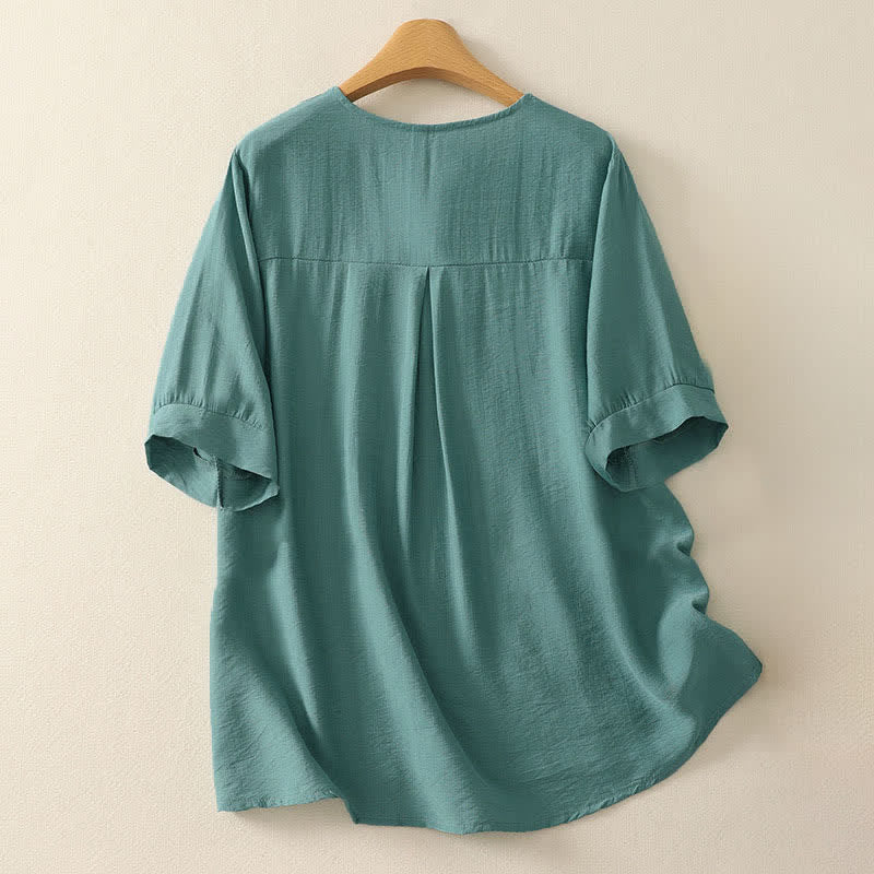 Buddha Stones Dames T-shirt met Korte mouw, Ronde hals met zomerse bergmotieven - image 1