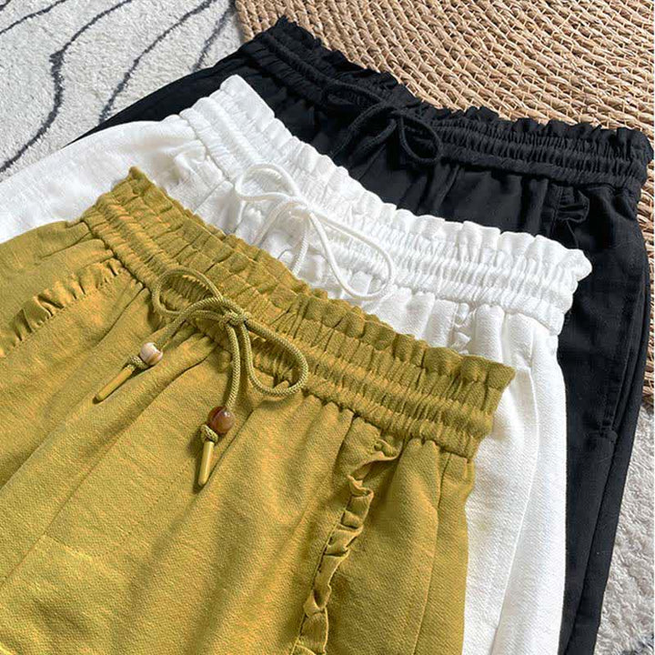 Buddha Stones Zomerse damesshorts met trekkoord, ruches, elastische Taille en Zakken - image 28
