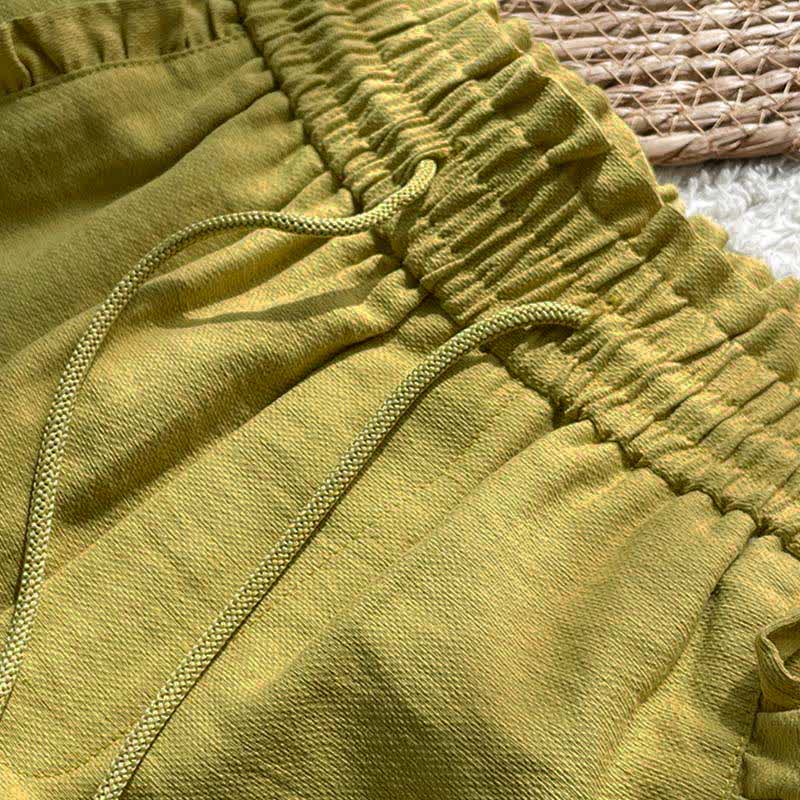 Buddha Stones Zomerse damesshorts met trekkoord, ruches, elastische Taille en Zakken - image 2