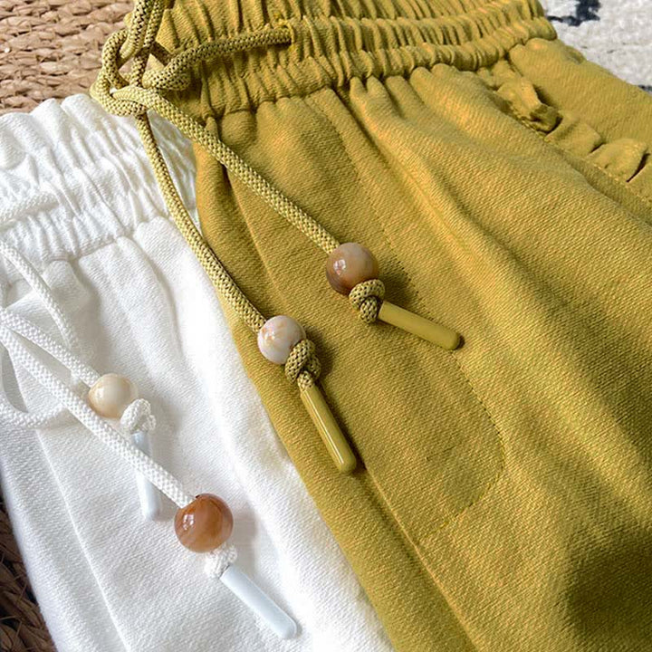 Buddha Stones Zomerse damesshorts met trekkoord, ruches, elastische Taille en Zakken - image 30