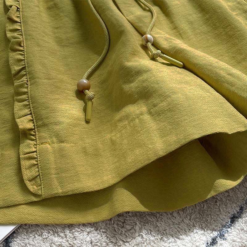 Buddha Stones Zomerse damesshorts met trekkoord, ruches, elastische Taille en Zakken - image 4