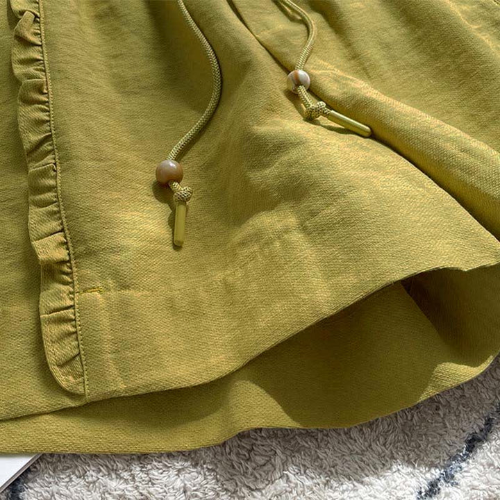 Buddha Stones Zomerse damesshorts met trekkoord, ruches, elastische Taille en Zakken - image 4