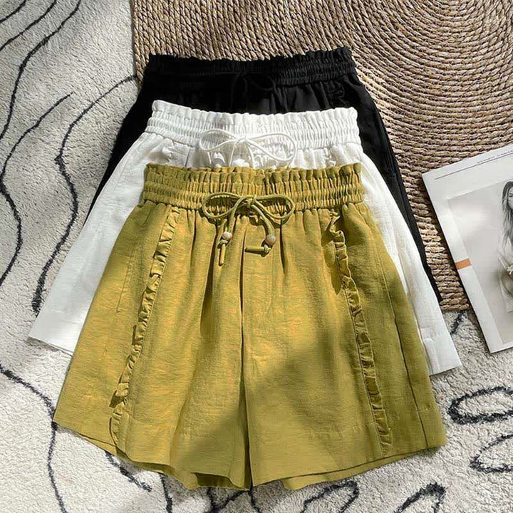 Buddha Stones Zomerse damesshorts met trekkoord, ruches, elastische Taille en Zakken - image 25