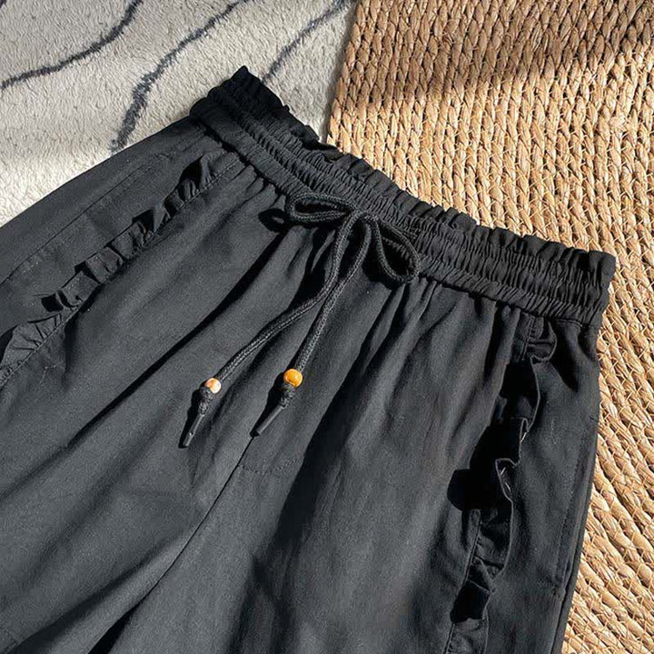 Buddha Stones Zomerse damesshorts met trekkoord, ruches, elastische Taille en Zakken - image 9