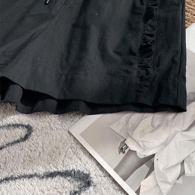 Buddha Stones Zomerse damesshorts met trekkoord, ruches, elastische Taille en Zakken - image 12