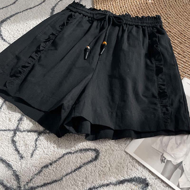Buddha Stones Zomerse damesshorts met trekkoord, ruches, elastische Taille en Zakken - image 8