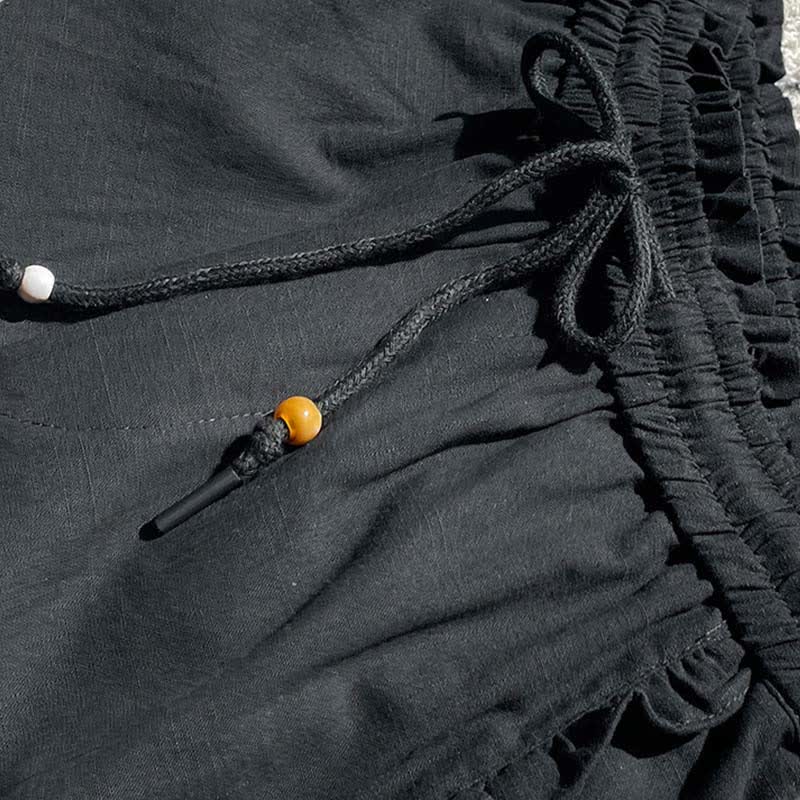 Buddha Stones Zomerse damesshorts met trekkoord, ruches, elastische Taille en Zakken - image 10
