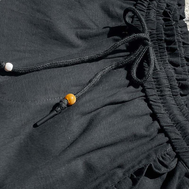 Buddha Stones Zomerse damesshorts met trekkoord, ruches, elastische Taille en Zakken - image 10