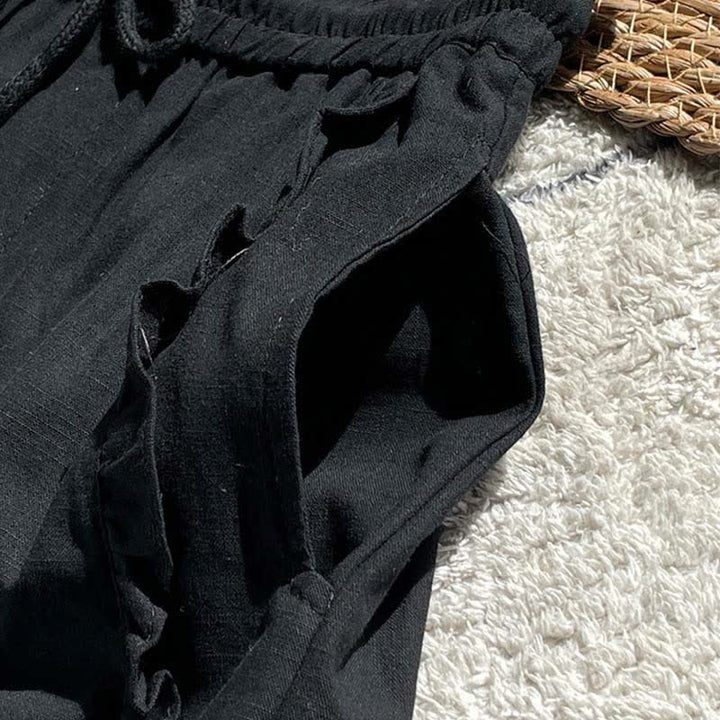 Buddha Stones Zomerse damesshorts met trekkoord, ruches, elastische Taille en Zakken - image 11