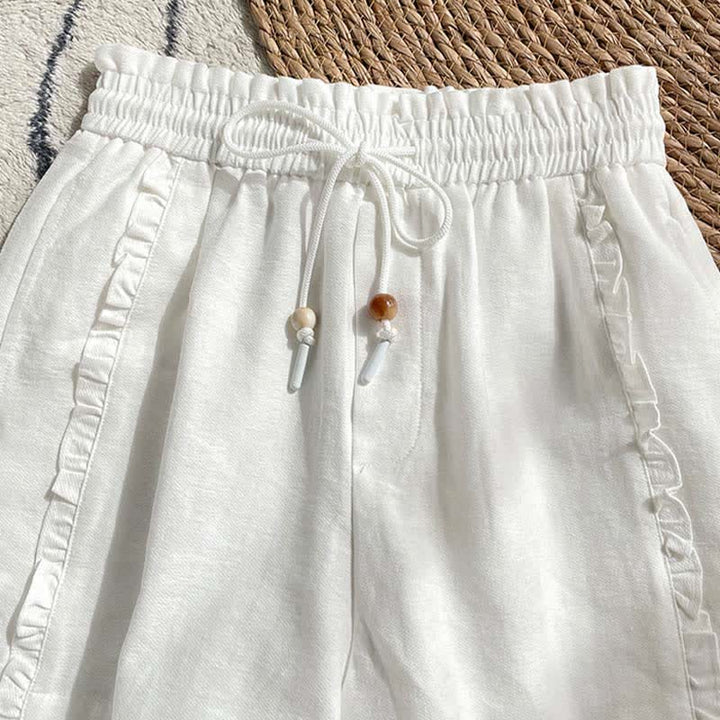 Buddha Stones Zomerse damesshorts met trekkoord, ruches, elastische Taille en Zakken - image 16