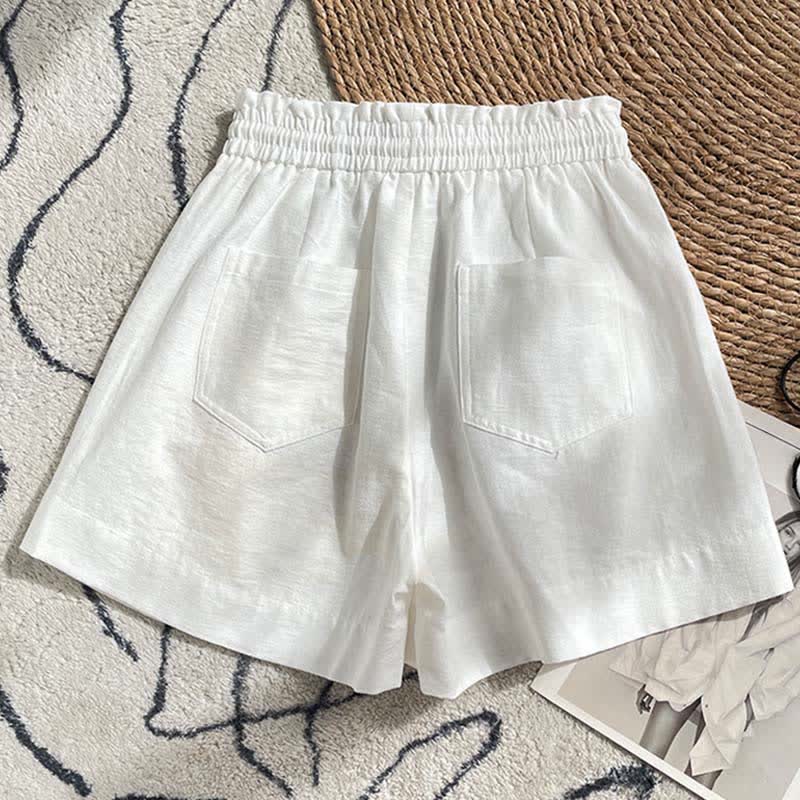 Buddha Stones Zomerse damesshorts met trekkoord, ruches, elastische Taille en Zakken - image 14